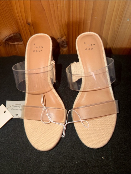 a new day Shoes - A New Day Clear Straps Espadrille Style Wedge Heels in Nude